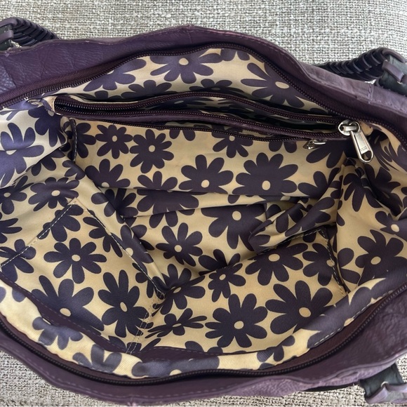 Nino BOSSI Purple and Black Satchel with Braided Handle - Picture 5 of 6
